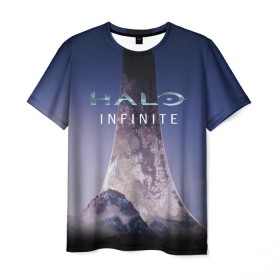 Мужская футболка 3D с принтом HALO INFINITE в Курске, 100% полиэфир | прямой крой, круглый вырез горловины, длина до линии бедер | master chief | инфинит | мастер чиф | хало