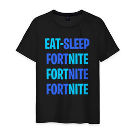 Мужская футболка хлопок с принтом Eat Sleep Fortnite в Курске, 100% хлопок | прямой крой, круглый вырез горловины, длина до линии бедер, слегка спущенное плечо. | battle royale | fortnite | victory royale | батл роял | фортнайт