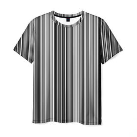 Мужская футболка 3D с принтом Черно белые полосы в Курске, 100% полиэфир | прямой крой, круглый вырез горловины, длина до линии бедер | белое | полоски | полосы | черное