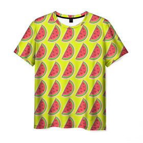 Мужская футболка 3D с принтом Арбуз в Курске, 100% полиэфир | прямой крой, круглый вырез горловины, длина до линии бедер | pop art | style | безумство | микс | поп арт | тропики | фрукты | яркие | яркое | яркости