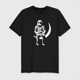Мужская футболка премиум с принтом Луна в Курске, 92% хлопок, 8% лайкра | приталенный силуэт, круглый вырез ворота, длина до линии бедра, короткий рукав | angels and airwaves | ava | tom delonge | том делонг