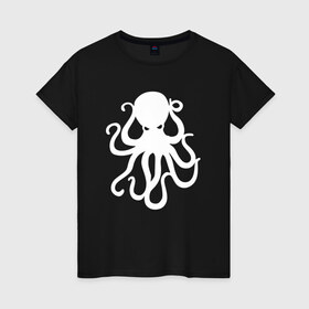 Женская футболка хлопок с принтом Осьминог в Курске, 100% хлопок | прямой крой, круглый вырез горловины, длина до линии бедер, слегка спущенное плечо | mark hoppus | octopus | марк хоппус | осьминог