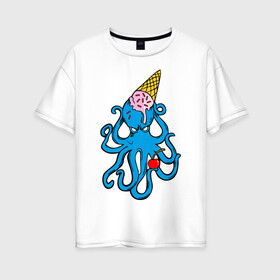 Женская футболка хлопок Oversize с принтом Mark Blink 182 в Курске, 100% хлопок | свободный крой, круглый ворот, спущенный рукав, длина до линии бедер
 | mark hoppus | octopus | марк хоппус | осьминог