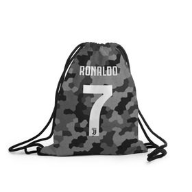 Рюкзак-мешок 3D с принтом RONALDO JUVE SPORT в Курске, 100% полиэстер | плотность ткани — 200 г/м2, размер — 35 х 45 см; лямки — толстые шнурки, застежка на шнуровке, без карманов и подкладки | cr7 | fc | клуб | криштиану роналду | роналдо | фк | ювентус