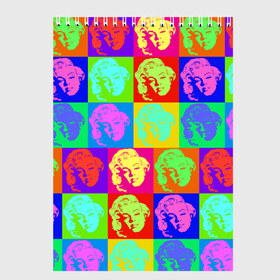 Скетчбук с принтом pop-art Marilyn Monroe в Курске, 100% бумага
 | 48 листов, плотность листов — 100 г/м2, плотность картонной обложки — 250 г/м2. Листы скреплены сверху удобной пружинной спиралью | Тематика изображения на принте: marilyn monroe | pop art | мэрилин монро | поп арт