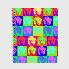 Тетрадь с принтом pop-art Marilyn Monroe в Курске, 100% бумага | 48 листов, плотность листов — 60 г/м2, плотность картонной обложки — 250 г/м2. Листы скреплены сбоку удобной пружинной спиралью. Уголки страниц и обложки скругленные. Цвет линий — светло-серый
 | marilyn monroe | pop art | мэрилин монро | поп арт