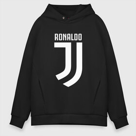 Мужское худи Oversize хлопок с принтом RONALDO JUVE SPORT в Курске, френч-терри — 70% хлопок, 30% полиэстер. Мягкий теплый начес внутри —100% хлопок | боковые карманы, эластичные манжеты и нижняя кромка, капюшон на магнитной кнопке | cr7 | fc | клуб | криштиану роналду | роналдо | фк | ювентус