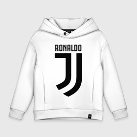 Детское худи Oversize хлопок с принтом RONALDO JUVE SPORT в Курске, френч-терри — 70% хлопок, 30% полиэстер. Мягкий теплый начес внутри —100% хлопок | боковые карманы, эластичные манжеты и нижняя кромка, капюшон на магнитной кнопке | cr7 | fc | клуб | криштиану роналду | роналдо | фк | ювентус