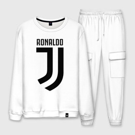 Мужской костюм хлопок с принтом RONALDO JUVE SPORT в Курске, 100% хлопок | на свитшоте круглая горловина, мягкая резинка по низу. Брюки заужены к низу, на них два вида карманов: два “обычных” по бокам и два объемных, с клапанами, расположенные ниже линии бедра. Брюки с мягкой трикотажной резинкой на поясе и по низу штанин. В поясе для дополнительного комфорта — широкие завязки | cr7 | fc | клуб | криштиану роналду | роналдо | фк | ювентус