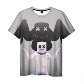 Мужская футболка 3D с принтом Маршмеллоу в Курске, 100% полиэфир | прямой крой, круглый вырез горловины, длина до линии бедер | electronic music | marshmello | маршмеллоу | электронная музыка