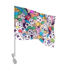 Флаг для автомобиля с принтом Маршмеллоу в Курске, 100% полиэстер | Размер: 30*21 см | electronic music | marshmello | маршмеллоу | электронная музыка