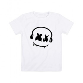 Детская футболка хлопок с принтом Music в Курске, 100% хлопок | круглый вырез горловины, полуприлегающий силуэт, длина до линии бедер | Тематика изображения на принте: electronic music | marshmello | маршмеллоу | электронная музыка