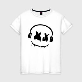 Женская футболка хлопок с принтом Music в Курске, 100% хлопок | прямой крой, круглый вырез горловины, длина до линии бедер, слегка спущенное плечо | electronic music | marshmello | маршмеллоу | электронная музыка