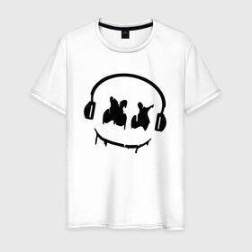 Мужская футболка хлопок с принтом Music в Курске, 100% хлопок | прямой крой, круглый вырез горловины, длина до линии бедер, слегка спущенное плечо. | electronic music | marshmello | маршмеллоу | электронная музыка