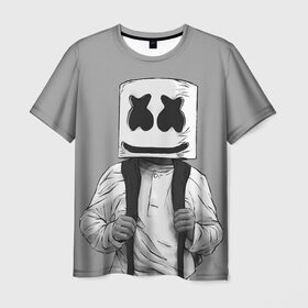 Мужская футболка 3D с принтом Electronic music в Курске, 100% полиэфир | прямой крой, круглый вырез горловины, длина до линии бедер | electronic music | marshmello | маршмеллоу | электронная музыка