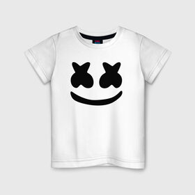 Детская футболка хлопок с принтом Маршмеллоу в Курске, 100% хлопок | круглый вырез горловины, полуприлегающий силуэт, длина до линии бедер | electronic music | marshmello | маршмеллоу | электронная музыка