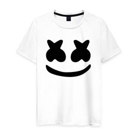 Мужская футболка хлопок с принтом Маршмеллоу в Курске, 100% хлопок | прямой крой, круглый вырез горловины, длина до линии бедер, слегка спущенное плечо. | electronic music | marshmello | маршмеллоу | электронная музыка