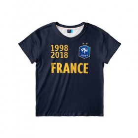 Детская футболка 3D с принтом France Champions в Курске, 100% гипоаллергенный полиэфир | прямой крой, круглый вырез горловины, длина до линии бедер, чуть спущенное плечо, ткань немного тянется | Тематика изображения на принте: 