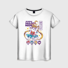 Женская футболка 3D с принтом Sailor Meow в Курске, 100% полиэфир ( синтетическое хлопкоподобное полотно) | прямой крой, круглый вырез горловины, длина до линии бедер | anime | cat | kawaii | sailor moon | аниме | каваи | кот котик | мультсериал | ностальгия | ретро | сейлор мун