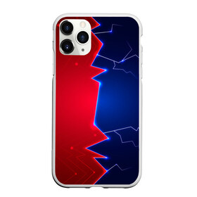 Чехол для iPhone 11 Pro Max матовый с принтом Battle color в Курске, Силикон |  | blue | lightning | lines | red | красный | линии | молния | половины | противостояние | синий