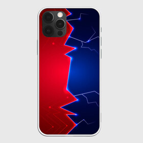 Чехол для iPhone 12 Pro Max с принтом Battle color в Курске, Силикон |  | blue | lightning | lines | red | красный | линии | молния | половины | противостояние | синий