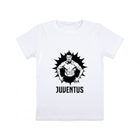 Детская футболка хлопок с принтом RONALDO JUVE SPORT в Курске, 100% хлопок | круглый вырез горловины, полуприлегающий силуэт, длина до линии бедер | 
