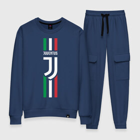 Женский костюм хлопок с принтом Juventus Italy в Курске, 100% хлопок | на свитшоте круглая горловина, мягкая резинка по низу. Брюки заужены к низу, на них два вида карманов: два 