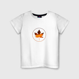 Детская футболка хлопок с принтом Кленовый лист в Курске, 100% хлопок | круглый вырез горловины, полуприлегающий силуэт, длина до линии бедер | 