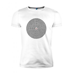Мужская футболка премиум с принтом Лабиринт Минотавра в Курске, 92% хлопок, 8% лайкра | приталенный силуэт, круглый вырез ворота, длина до линии бедра, короткий рукав | загадка | мифы