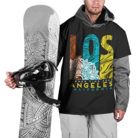 Накидка на куртку 3D с принтом Los Angeles California Surfing в Курске, 100% полиэстер |  | 