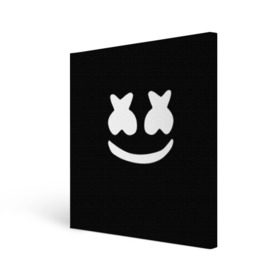 Холст квадратный с принтом Marshmello black в Курске, 100% ПВХ |  | dj | dj marshmello | marshmello | клуб | клубная музыка | музыка