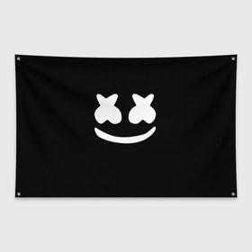 Флаг-баннер с принтом Marshmello black в Курске, 100% полиэстер | размер 67 х 109 см, плотность ткани — 95 г/м2; по краям флага есть четыре люверса для крепления | dj | dj marshmello | marshmello | клуб | клубная музыка | музыка