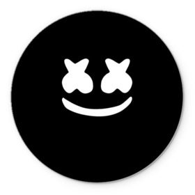Коврик круглый с принтом Marshmello black в Курске, резина и полиэстер | круглая форма, изображение наносится на всю лицевую часть | dj | dj marshmello | marshmello | клуб | клубная музыка | музыка