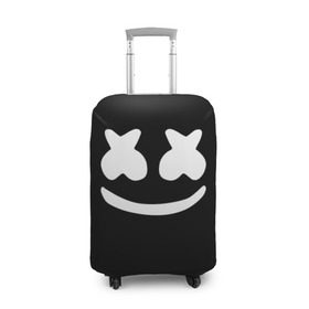 Чехол для чемодана 3D с принтом Marshmello black в Курске, 86% полиэфир, 14% спандекс | двустороннее нанесение принта, прорези для ручек и колес | dj | dj marshmello | marshmello | клуб | клубная музыка | музыка