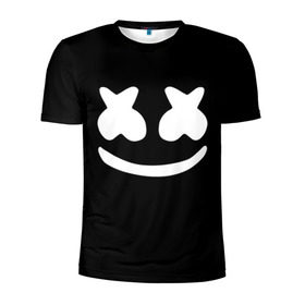 Мужская футболка 3D спортивная с принтом Marshmello black в Курске, 100% полиэстер с улучшенными характеристиками | приталенный силуэт, круглая горловина, широкие плечи, сужается к линии бедра | Тематика изображения на принте: dj | dj marshmello | marshmello | клуб | клубная музыка | музыка