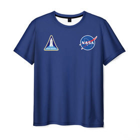 Мужская футболка 3D с принтом NASA в Курске, 100% полиэфир | прямой крой, круглый вырез горловины, длина до линии бедер | shuttle | space | аполлон | галактика | джемини | космонав | космос | наса | скайлэб | сша | шаттл nasa