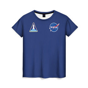 Женская футболка 3D с принтом NASA в Курске, 100% полиэфир ( синтетическое хлопкоподобное полотно) | прямой крой, круглый вырез горловины, длина до линии бедер | shuttle | space | аполлон | галактика | джемини | космонав | космос | наса | скайлэб | сша | шаттл nasa