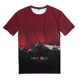 Мужская футболка 3D с принтом Free fall в Курске, 100% полиэфир | прямой крой, круглый вырез горловины, длина до линии бедер | Тематика изображения на принте: rickey f | рики ф | рики эф