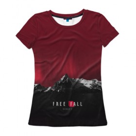 Женская футболка 3D с принтом Free fall в Курске, 100% полиэфир ( синтетическое хлопкоподобное полотно) | прямой крой, круглый вырез горловины, длина до линии бедер | rickey f | рики ф | рики эф