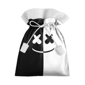 Подарочный 3D мешок с принтом MARSHMELLO BLACK & WHITE в Курске, 100% полиэстер | Размер: 29*39 см | dj | marshmello | клубная музыка | маршмелло | музыка | музыкант