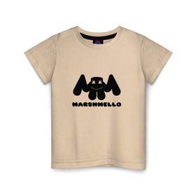 Детская футболка хлопок с принтом MARSHMELLO в Курске, 100% хлопок | круглый вырез горловины, полуприлегающий силуэт, длина до линии бедер | dj | marshmello | клубная музыка | маршмелло | музыка | музыкант