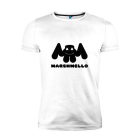 Мужская футболка премиум с принтом MARSHMELLO в Курске, 92% хлопок, 8% лайкра | приталенный силуэт, круглый вырез ворота, длина до линии бедра, короткий рукав | dj | marshmello | клубная музыка | маршмелло | музыка | музыкант