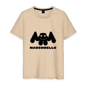 Мужская футболка хлопок с принтом MARSHMELLO в Курске, 100% хлопок | прямой крой, круглый вырез горловины, длина до линии бедер, слегка спущенное плечо. | dj | marshmello | клубная музыка | маршмелло | музыка | музыкант