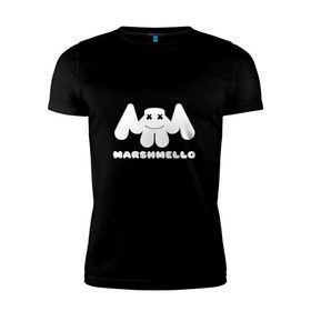 Мужская футболка премиум с принтом MARSHMELLO в Курске, 92% хлопок, 8% лайкра | приталенный силуэт, круглый вырез ворота, длина до линии бедра, короткий рукав | dj | marshmello | клубная музыка | маршмелло | музыка | музыкант