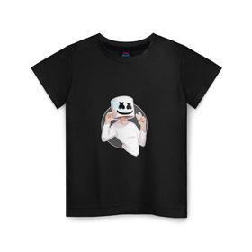 Детская футболка хлопок с принтом Marshmello в Курске, 100% хлопок | круглый вырез горловины, полуприлегающий силуэт, длина до линии бедер | Тематика изображения на принте: 