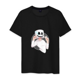Мужская футболка хлопок с принтом Marshmello в Курске, 100% хлопок | прямой крой, круглый вырез горловины, длина до линии бедер, слегка спущенное плечо. | Тематика изображения на принте: 