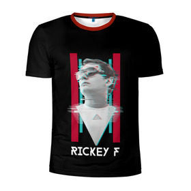 Мужская футболка 3D спортивная с принтом Rickey F Glitch в Курске, 100% полиэстер с улучшенными характеристиками | приталенный силуэт, круглая горловина, широкие плечи, сужается к линии бедра | Тематика изображения на принте: rickey f | рики ф | рики эф