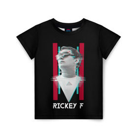 Детская футболка 3D с принтом Rickey F Glitch в Курске, 100% гипоаллергенный полиэфир | прямой крой, круглый вырез горловины, длина до линии бедер, чуть спущенное плечо, ткань немного тянется | rickey f | рики ф | рики эф