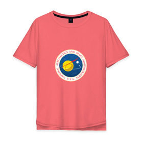 Мужская футболка хлопок Oversize с принтом Oldschool NASA в Курске, 100% хлопок | свободный крой, круглый ворот, “спинка” длиннее передней части | administration | aeronautics | brand | logo | nasa | national | oldschool | space | usa | исследование | космос | лого | наса | национальное | олдскул | сша | управление