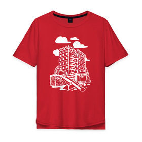 Мужская футболка хлопок Oversize с принтом Панелька в Курске, 100% хлопок | свободный крой, круглый ворот, “спинка” длиннее передней части | old school | taknado | urban | граффити | илюстратор | сибирь | стрит арт | тату